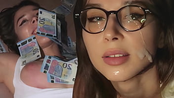 Desperate college student tries extreme money for cum challenge